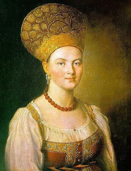Ivan Argunov Portrait of an Unknown Woman in Russian Costume France oil painting art